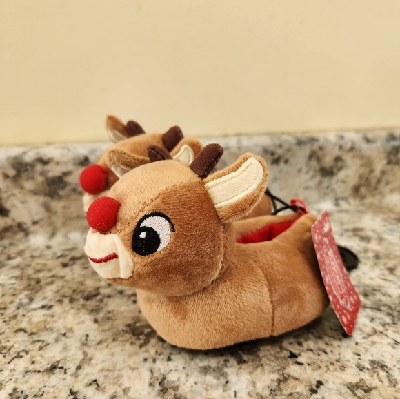 Rudolph The Red Nosed Reindeer Other - NWT Rudolph the Red Nosed Reindeer Kids Baby Slippers House Shoes Christmas Sz 1